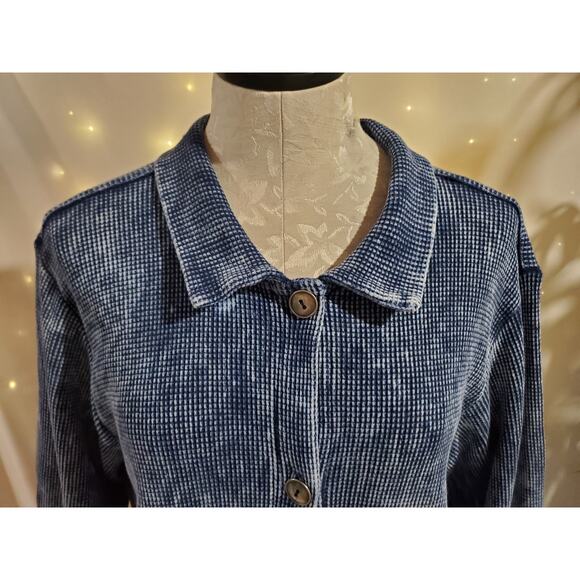 Vtg 90s Produce Studio Home Grown Waffle Knit Cotton Button Tunic Top XL Artsy - Picture 5 of 11